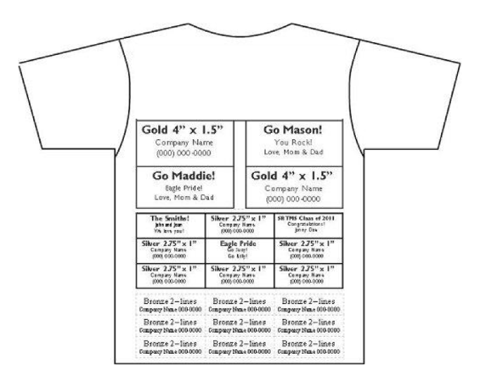 T-shirt logo sizing by sponsorship tier